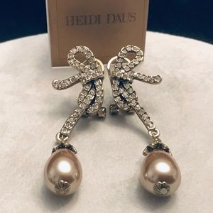 Heidi Daus Crystal & Pearl Drop Earrings